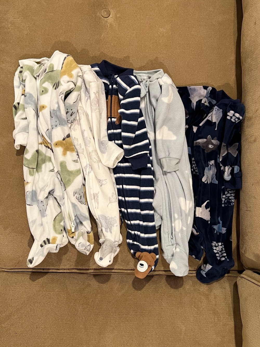 Carter’s Warm Winter Footies Bundle of 5 - Mixed Prints, Animal Feet